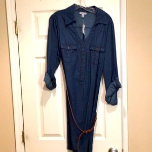 Knee length denim dress
